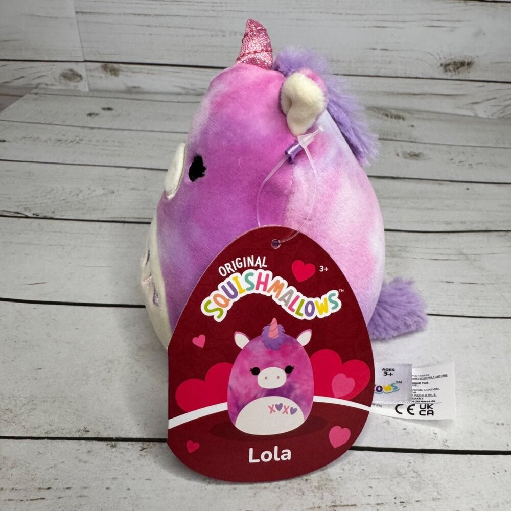 Squishmallows Lola‎ Unicorn 4.5" Plush Valentines Squad NWT Squishmallow - Picture 2 of 6
